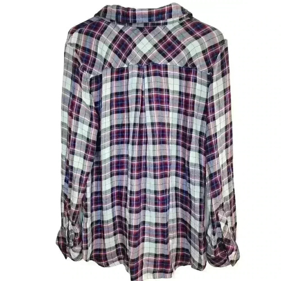Rails Womens Top Size L Plaid Button Down Shirt Red White Blue Patriotic - Picture 3 of 8